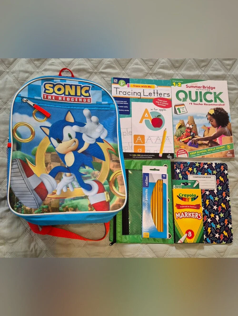 Sonic The Hedgehog Kids Backpack –Bundle Back To School Supplies